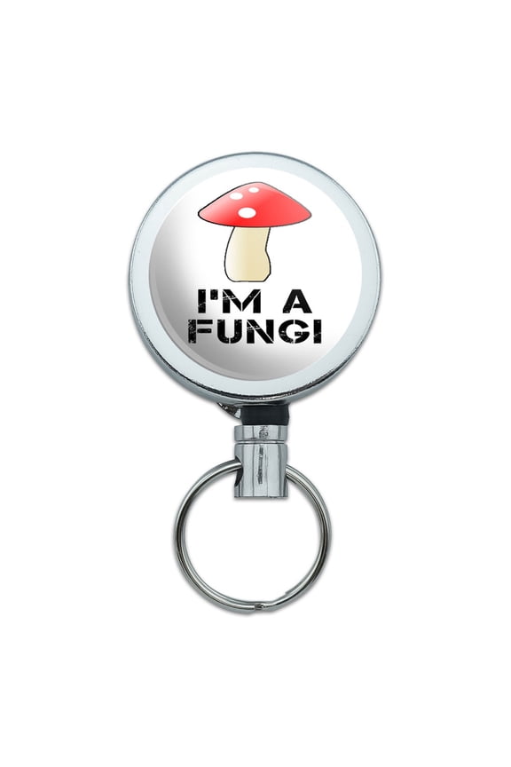 I'm A Fungi Fun Guy Fungus Mushroom Retractable Belt Clip Badge Key Holder