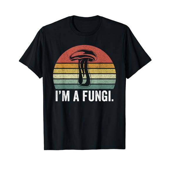I'm A Fungi Shirt Funny Mushrooms Fun Guy Pun Biology Fungi Cotton T-Shirt Black