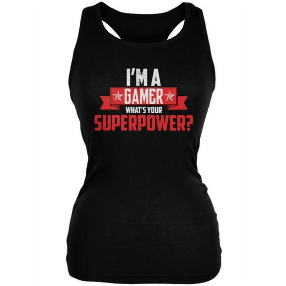 I'm A Gamer What's Your Superpower Black Juniors Soft Tank Top - Medium