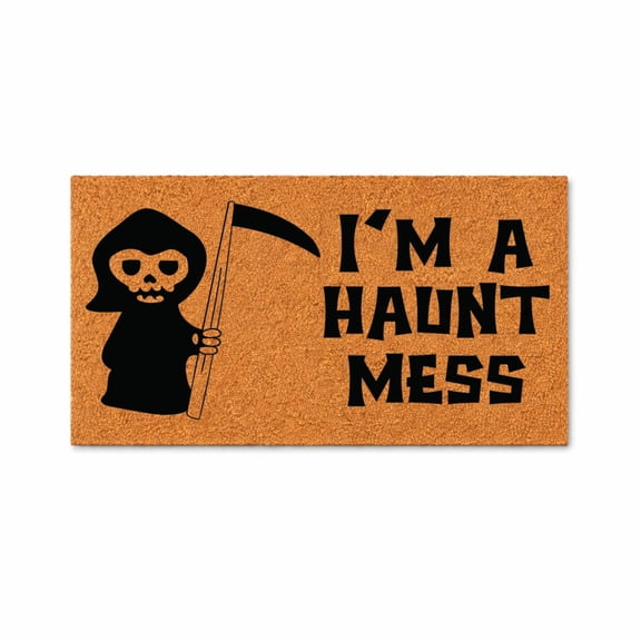 I'm A Haunt Mess Doormat, Grim Reaper Scythe Design, Funny Welcome Mat, Front Door Entryway Decor, Halloween Porch Mat 3571 (24x48 inches) 3571