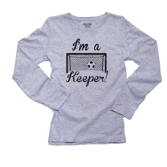 I'm A Keeper - Soccer Ball with Cursive Lettering Goalkeeper Women's Long Sleeve Grey T-Shirt