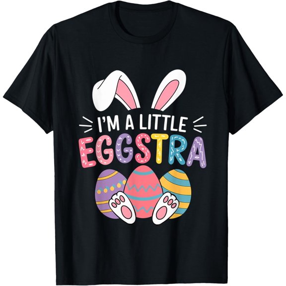I’m A Little Eggstra, Funny Easter Bunny Toddler & Kids Tee T-Shirt100% cotton