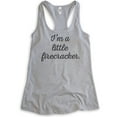 thumbnail image 1 of I'm A Little Firecracker Tank Top, Ladies Racerback Tank Top, July 4th Tank, Patriotic Tank, Heather Gray, Small, 1 of 3