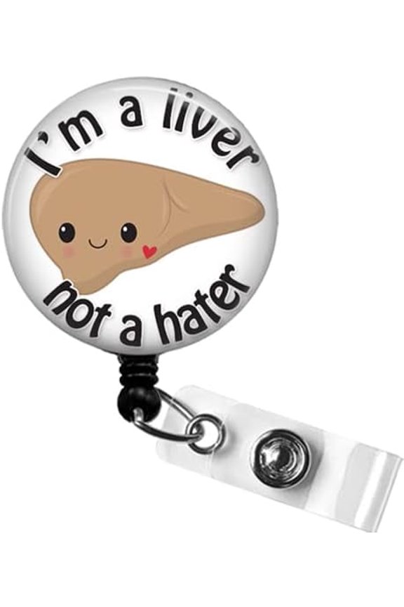 I'm A Liver Not A Hater Badge Reel, Renal Nurse Badge Clip, Funny Hepatologist ID Retractable Badge Holder