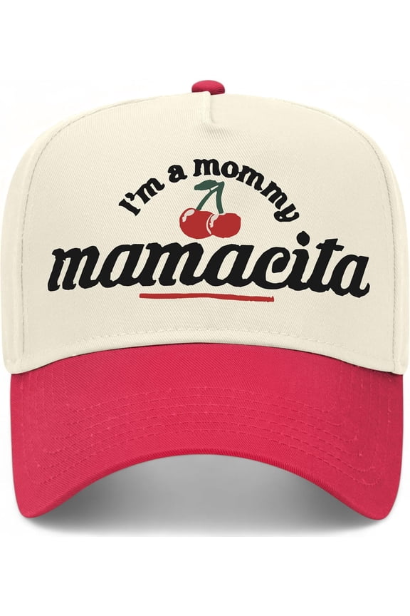 I'm A Mommy Mamacita Cherries Vintage Trucker Hat Nic Huda Funny Quote Premium Snapback Baseball Hat for Men & Women