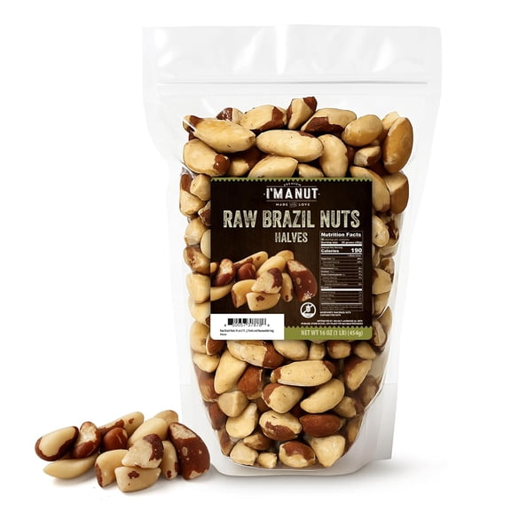 Im A Nut Brazil Nuts, Broken, 16oz (1 lb) Distinct | Non GMO Batch Tested Gluten & Peanut Free Vegan Keto Friendly Large, Fresh Resealable bag