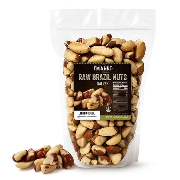 Im A Nut Brazil Nuts, Broken, 16oz (1 lb) Distinct | Non GMO Batch Tested Gluten & Peanut Free Vegan Keto Friendly Large, Fresh Resealable bag