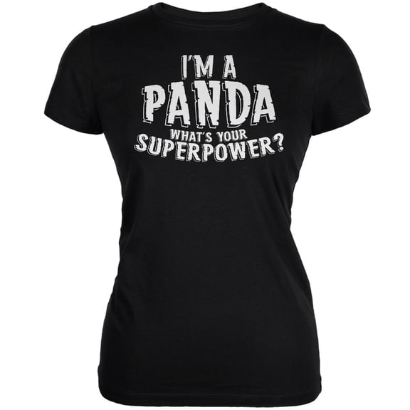 I'm A Panda What's Your Superpower Black Juniors Soft T-Shirt - Large