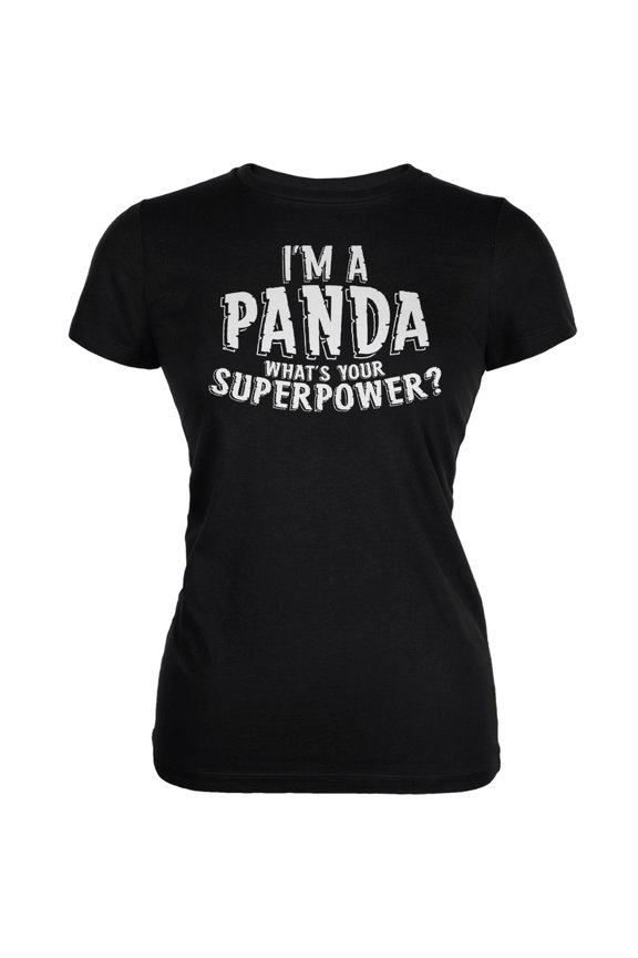 I'm A Panda What's Your Superpower Black Juniors Soft T-Shirt - Large