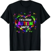 I'm A Proud Autism Auntie Women Girls Autism Awareness Heart T-Shirt