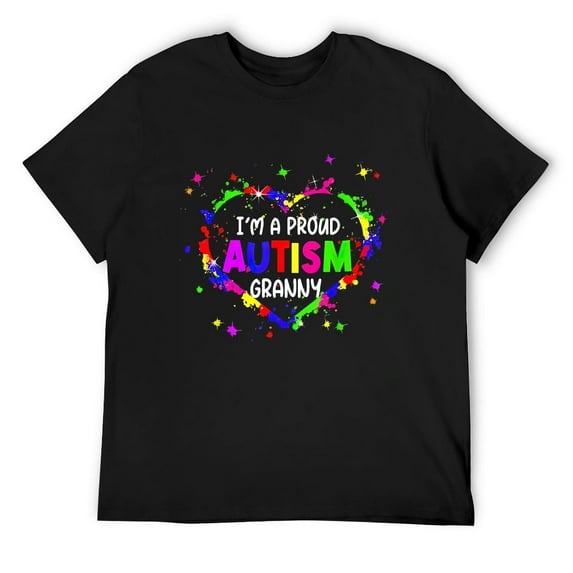 I'm A Proud Autism Granny Men Girls Autism Awareness Heart T-Shirt Black 3X-Large