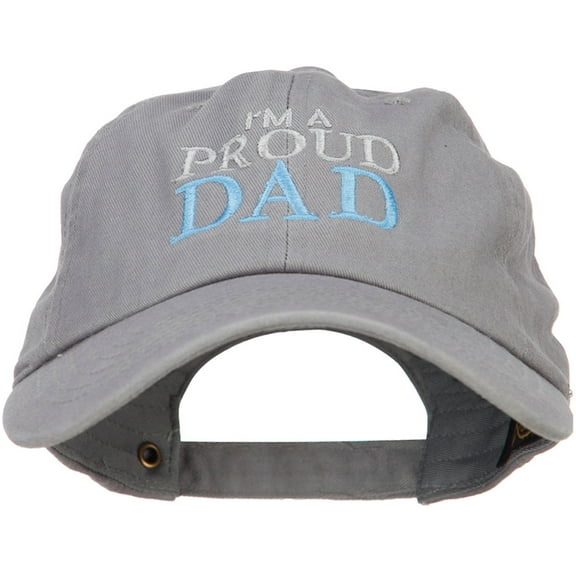 I'm A Proud Dad Embroidered Unstructured Cotton Cap - Grey OSFM