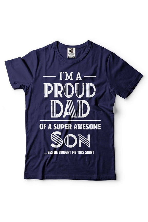 I'm A Proud Dad Of A Super Awesome Son Shirt Dad And Son Tee Father Gifts Father's Day Shirt (XX-Large Navy Blue)