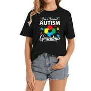 I'm A Proud Grandma Love Heart Autism Awareness Puzzle T-Shirt