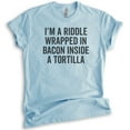 thumbnail image 1 of I'm A Riddle Wrapped In Bacon T-shirt, Unisex Women's Men's Shirt, Bacon Shirt, Taco Shirt, Heather Light Blue, Medium, 1 of 6