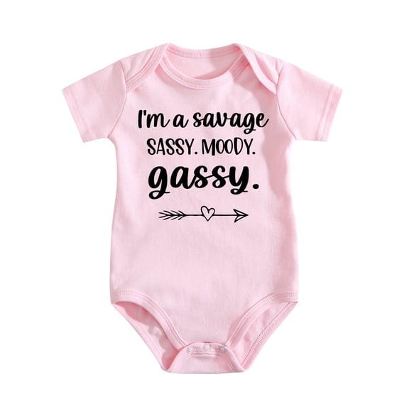 I’m A Savage, Sassy, Moody, Gassy - Baby Clothes - Funny Newborn Bodysuit Outfits for Infants Medium Pink-style-1 0-3M