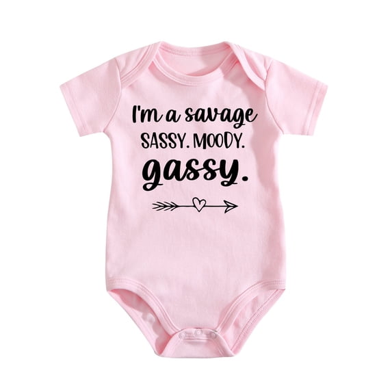 I’m A Savage, Sassy, Moody, Gassy - Baby Clothes - Funny Newborn Bodysuit Outfits for Infants Medium Pink-style-1 9-12M