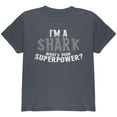 thumbnail image 1 of I'm A Shark What's Your Superpower Youth T Shirt Charcoal YLG, 1 of 1