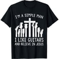 thumbnail image 1 of I'm A Simple Man I Like Guitars And Believe In Jesus T-Shirt Black Large, 1 of 4