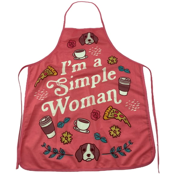 I'm A Simple Woman Apron Funny Coffee Dogs Pizza Graphic Novelty Kitchen Smock