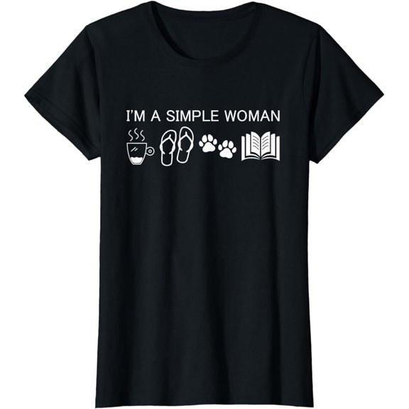 I'm A Simple Woman - I Love Coffee Flip Flops Dog Books T-Shirt