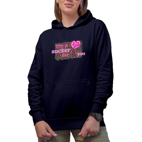 I'm A Sucker For You With Candy Romantic Holiday Perfect Gift, Navy Hooded Sweatshirt or Hoodie, XL