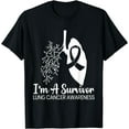 thumbnail image 1 of I'm A Survivor Lung Cancer Awareness Month White Ribbon T-Shirt, 1 of 4
