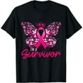 thumbnail image 1 of I'm A Survivor Pink Ribbon Butterfly Breast Cancer T-Shirt, 1 of 3