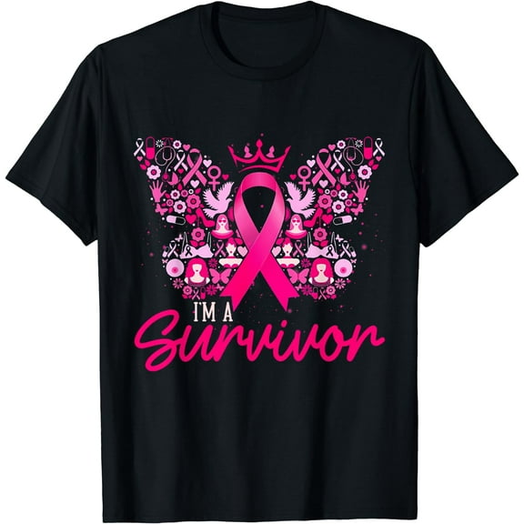 I'm A Survivor Pink Ribbon Butterfly Breast Cancer T-Shirt