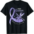 thumbnail image 1 of I'm A Survivor Stomach Cancer Dragonfly Periwinkle Ribbon T-Shirt, 1 of 3