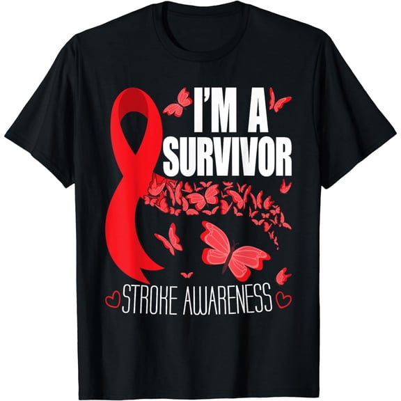 I'm A Survivor Stroke Awareness - Red Ribbon Brain Attack T-Shirt