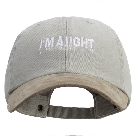 I'm Aiight Embroidered Suede Bill Washed Pigment Dyed Cap - Beige Tan OSFM