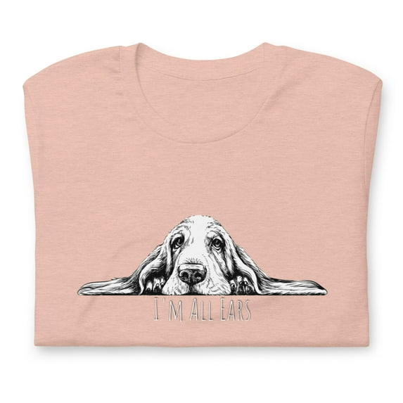 I'm All Ears Basset Hound Unisex T Shirt (Heather Prism Peach, 2XL)