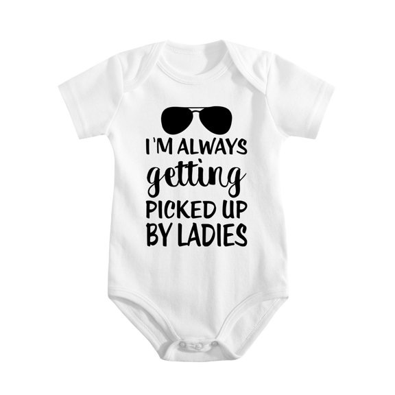 I'm Always Getting Picked Up By Ladies Baby Bodysuit Funny Cute Newborn Romper Clothing White-style-1 3-6M