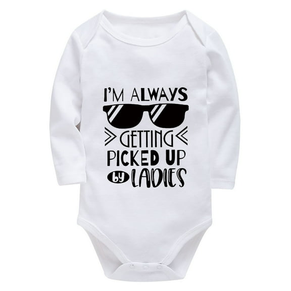 I'm Always Getting Picked Up By Ladies Baby Neutral Clothing Long Sleeve Going Home Hospital Outfit for Baby White Girls Ons