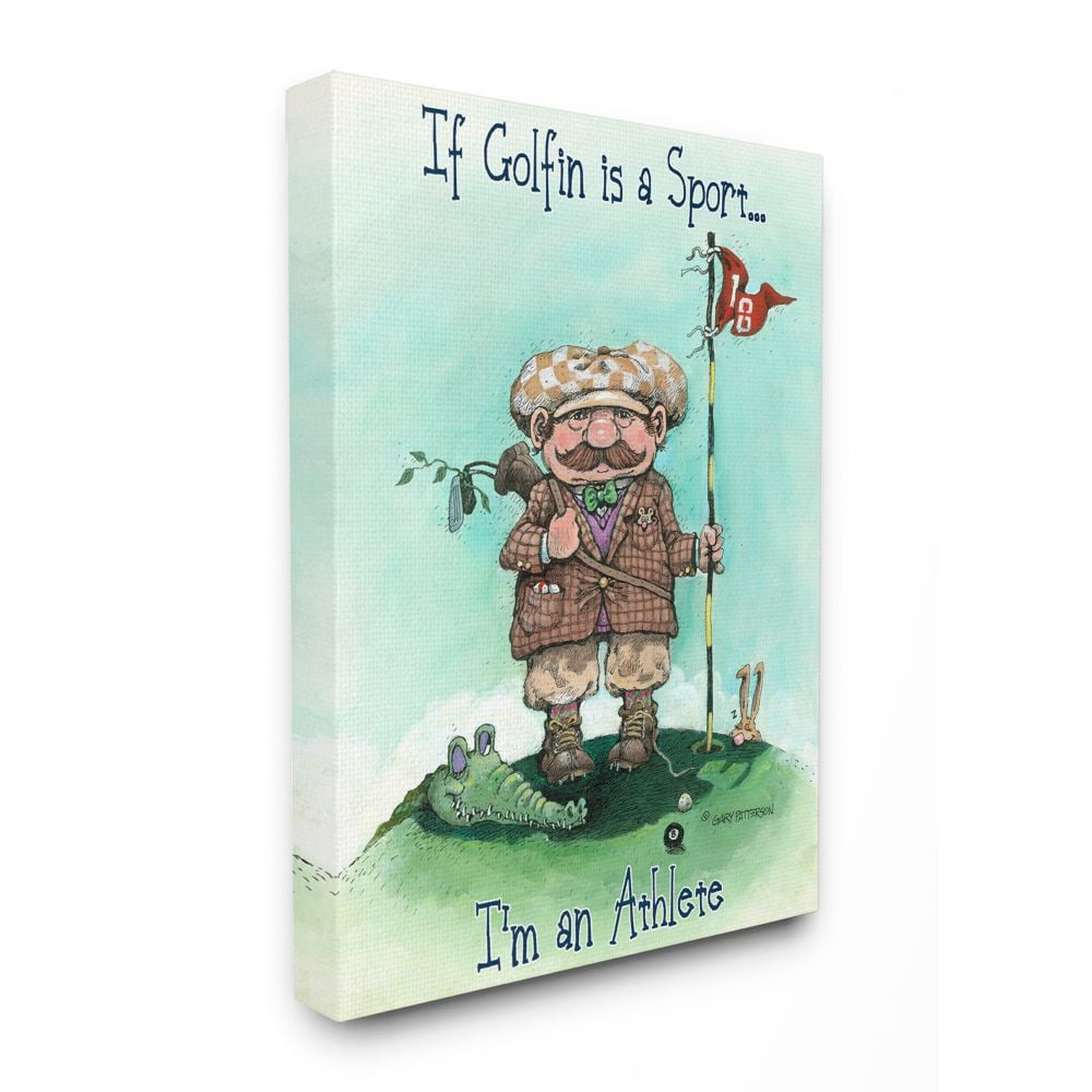 I'm An Athlete Funny Golf Cartoon Sports Design Oversized Stretched Canvas Wall Art by Gary Patterson