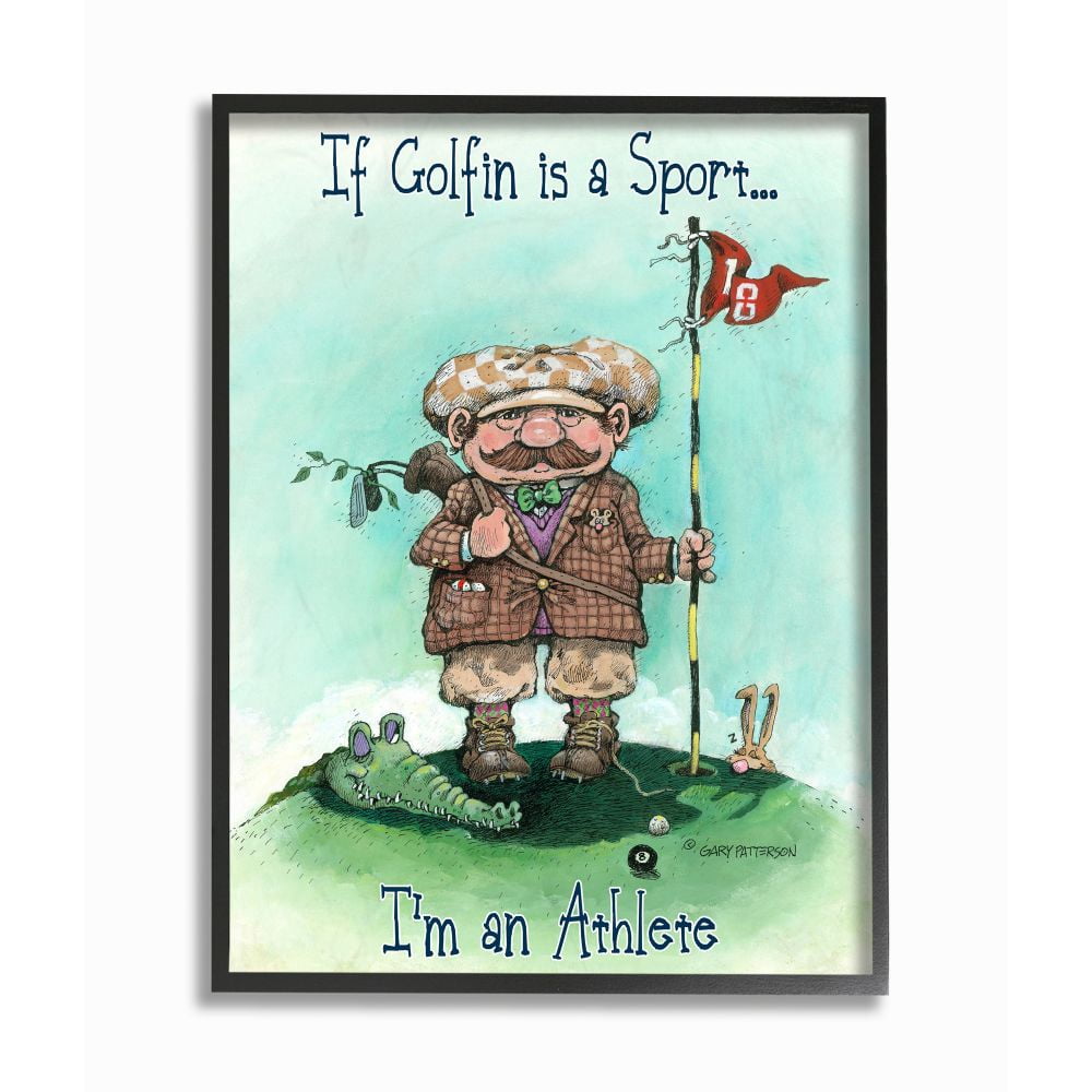 I'm An Athlete Funny Golf Cartoon Sports Design XXL Framed Giclee Texturized Art by Gary Patterson