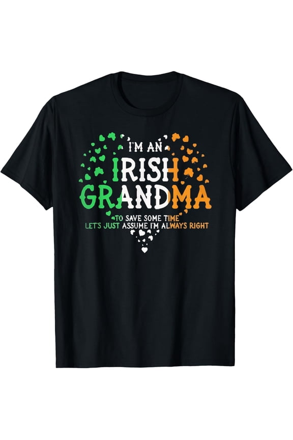 I'm An Irish Grandma Tshirt Gifts For Saint Patrick's Day T-ShirtMen and women, Black T-shirt, size: Extra large