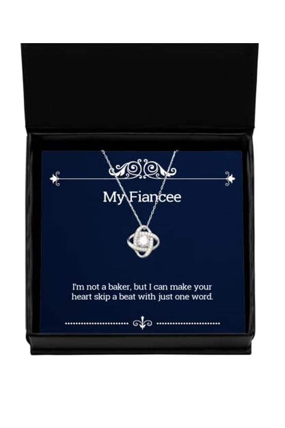 I'm not a Baker, but I can Make Your Heart Skip a Beat. Fiancee Love Knot Silver Necklace, Sarcastic Fiancee Gifts, Jewelry, Hanukkah Gifts, Kwanzaa Gifts, New