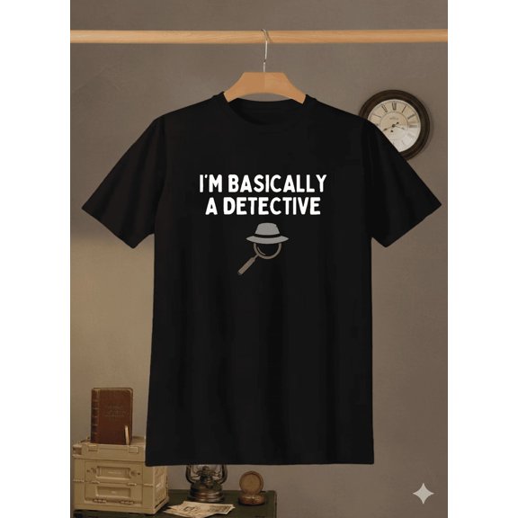 I'm Basically A Detective Mystery Quote Funny Sleuth Style Humor Graphic Unisex T-shirt. V90137 up to size 5XL