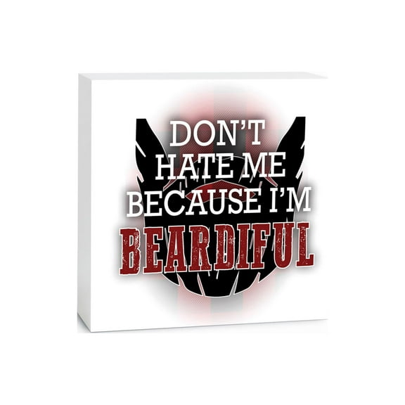 I'm Beardiful Black Beard 5 x 5 Wood Tabletop Sign Plaque