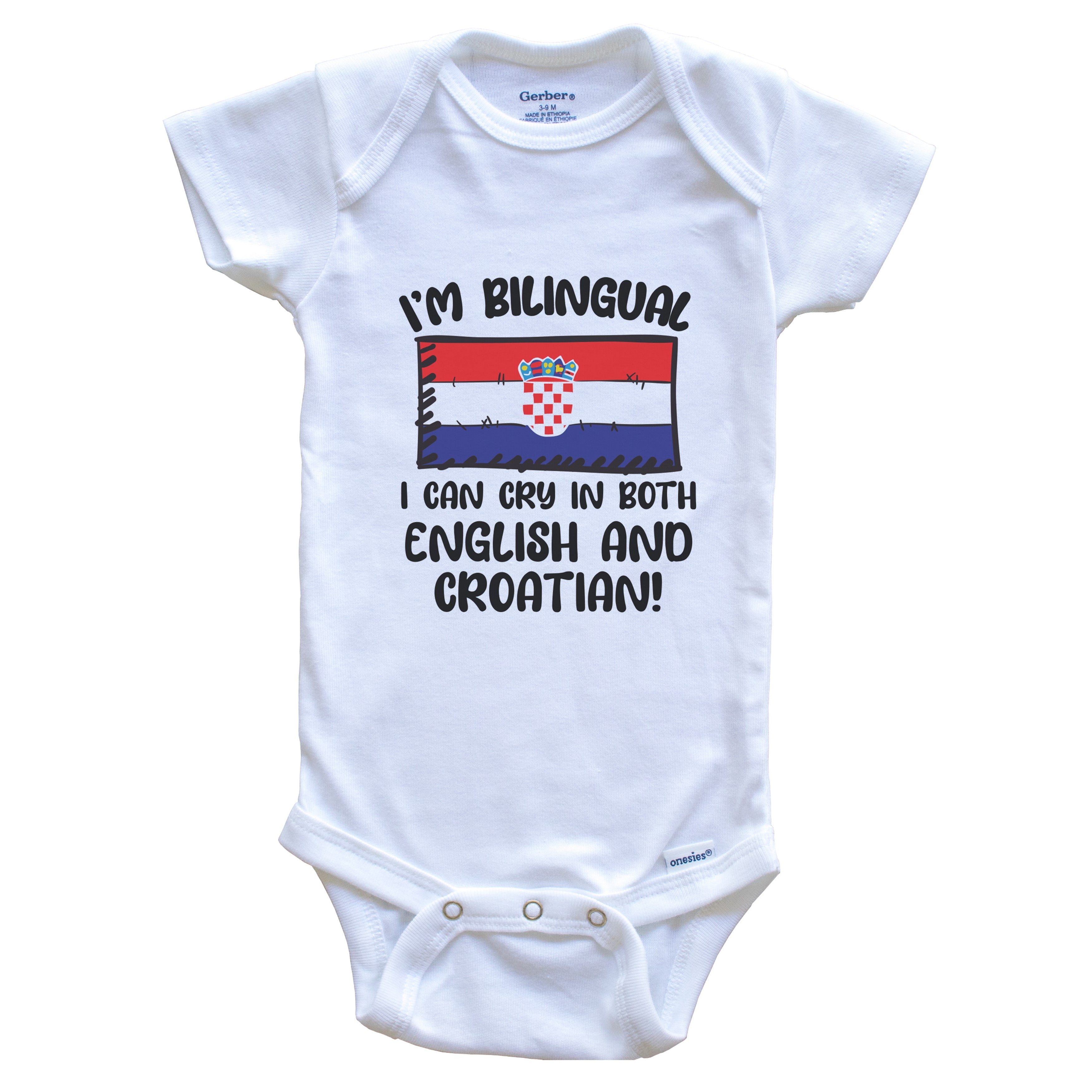 I'm Bilingual I Can Cry In Both English And Croatian Funny Croatian Flag Baby Bodysuit - Croatia One Piece