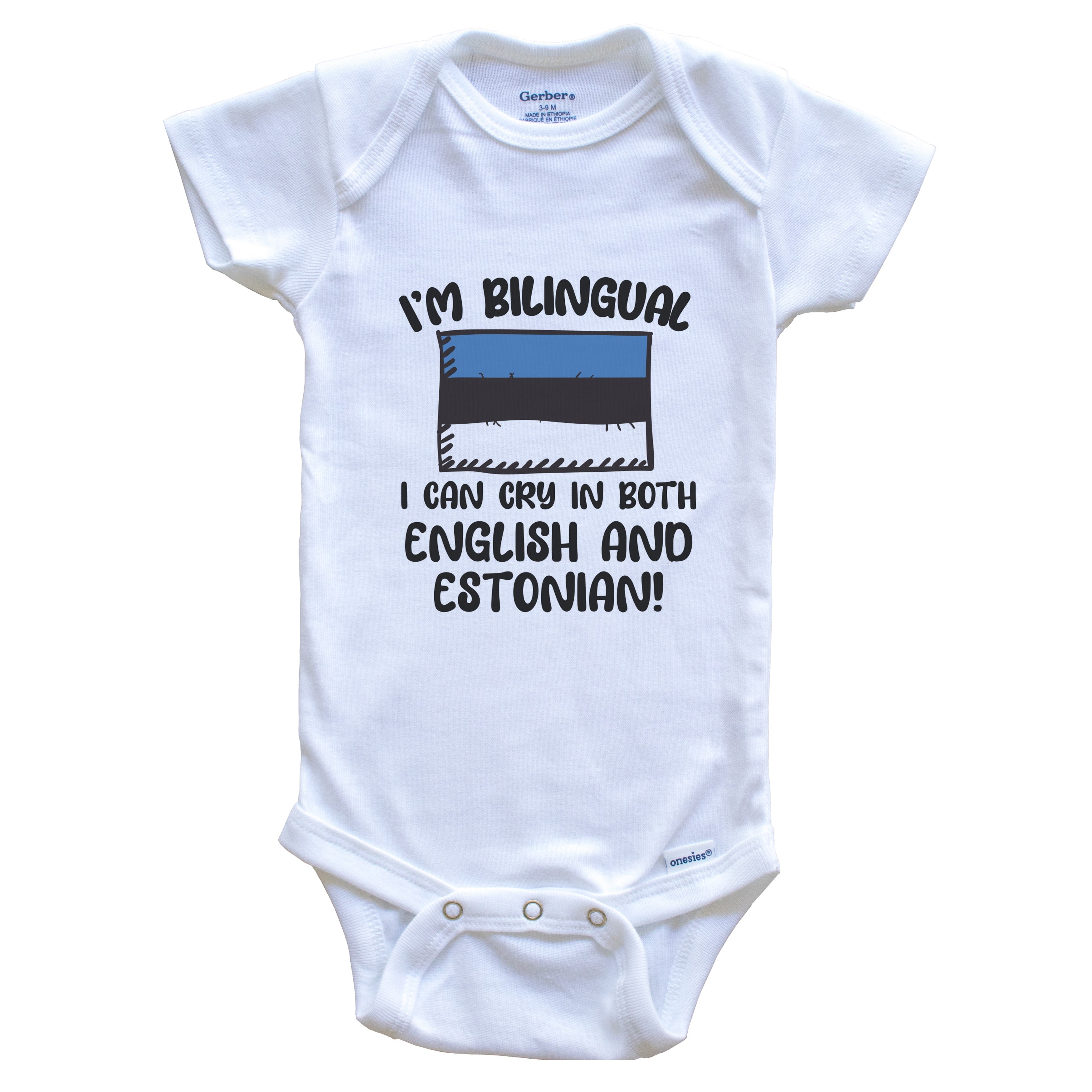 I'm Bilingual I Can Cry In Both English And Estonian Funny Estonian Flag Baby Bodysuit - Estonia One Piece