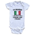 thumbnail image 1 of I'm Bilingual I Can Cry in Both English and Italian Funny Italian Flag Baby Bodysuit - Italy One Piece, 6-9 months white, 1 of 4