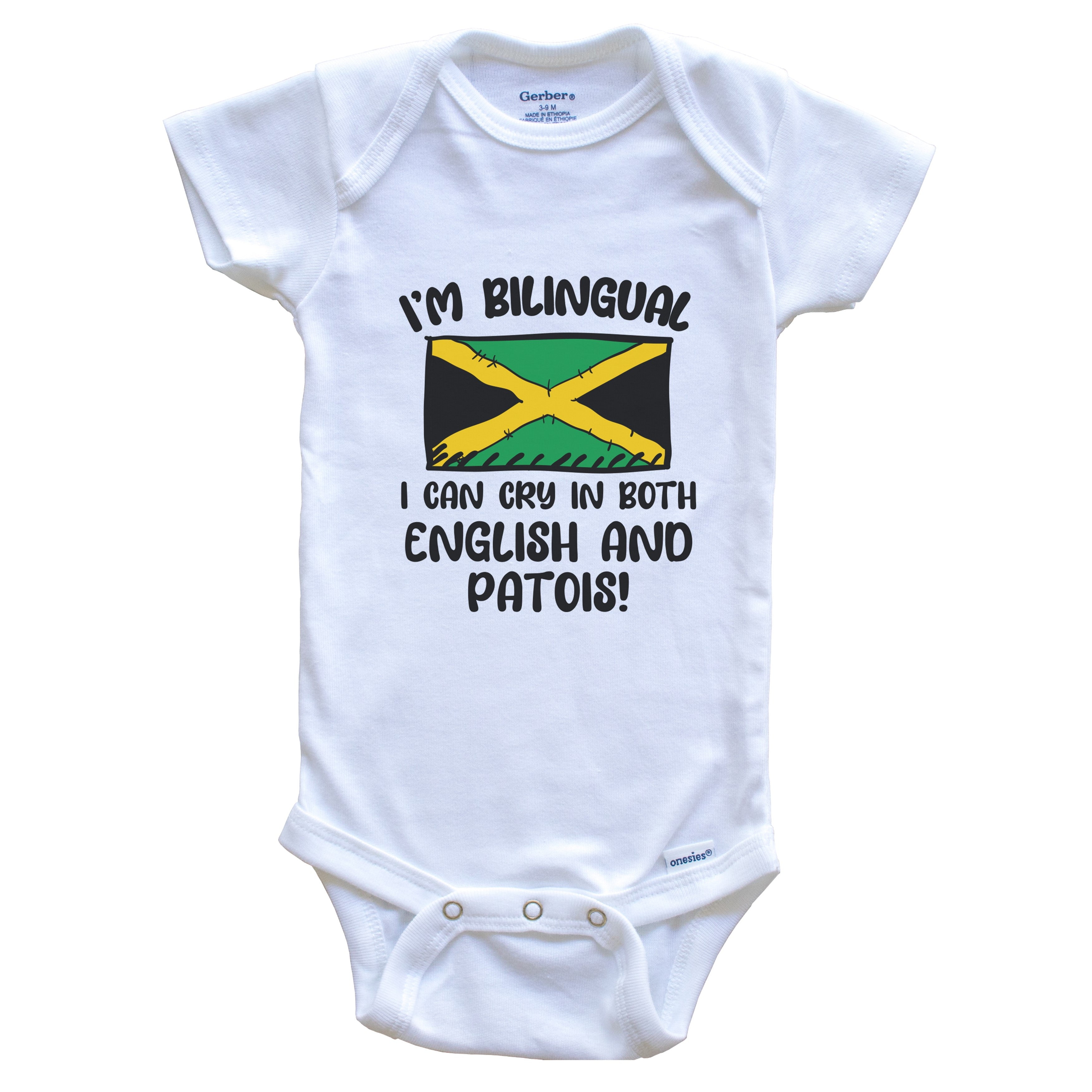 I'm Bilingual I Can Cry In Both English And Patois Funny Jamaican Flag Baby Bodysuit - Jamaica One Piece