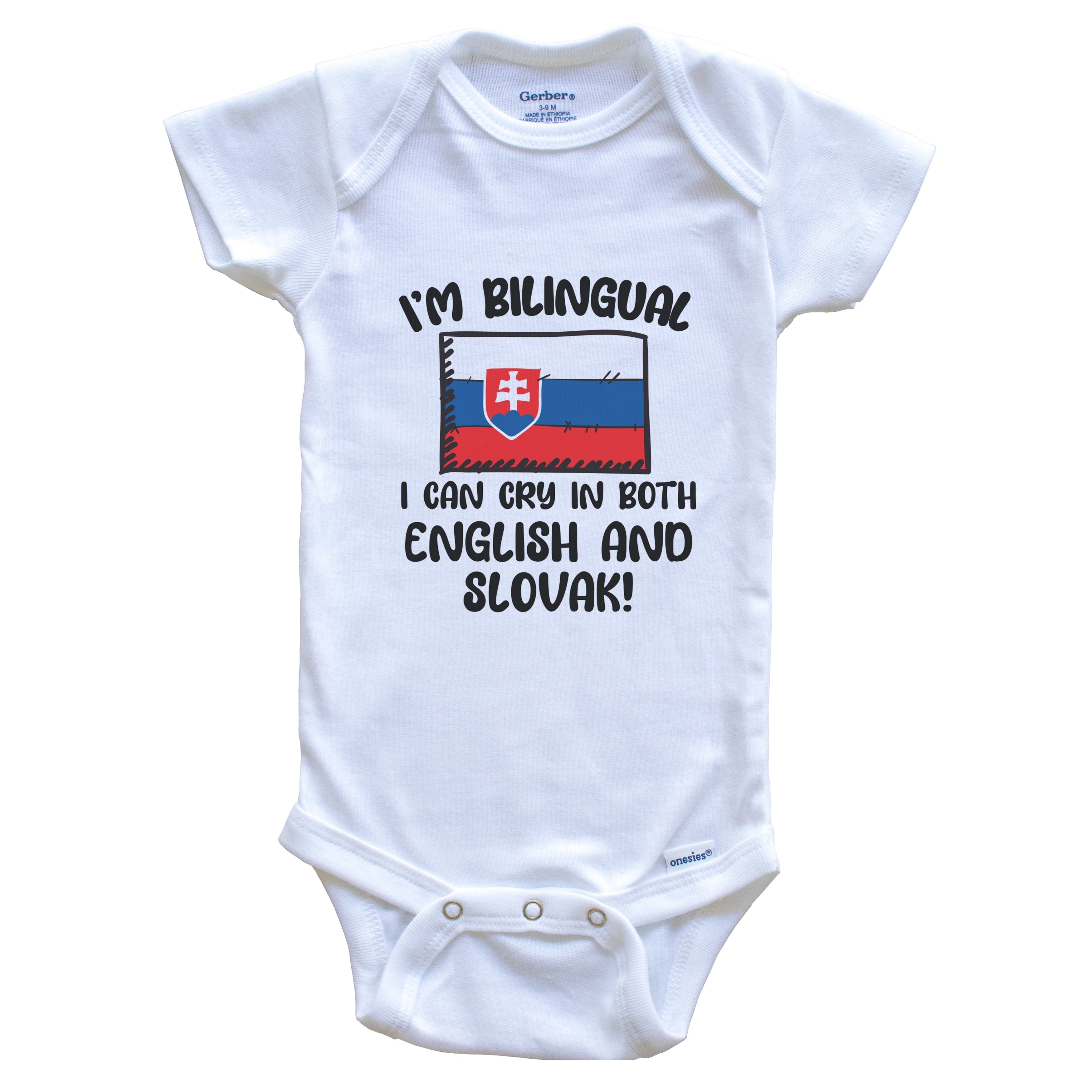 I'm Bilingual I Can Cry In Both English And Slovak Funny Slovakian Flag Baby Bodysuit - Slovakia One Piece