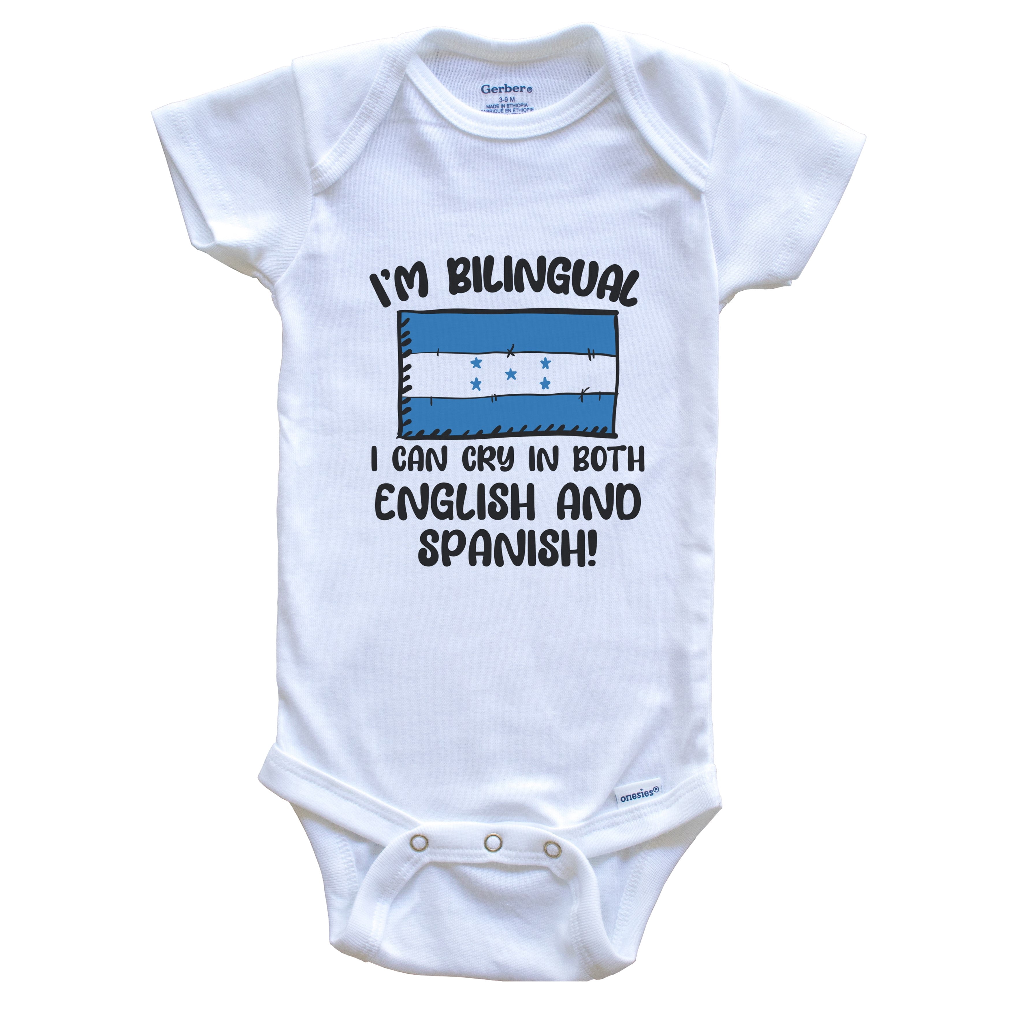 I'm Bilingual I Can Cry In Both English And Spanish Funny Honduran Flag Baby Bodysuit - Honduras One Piece