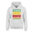 thumbnail image 1 of I`m Black Every Month USA Political Youth Hoodie for Boys Girls - Graphic Tee S M L XL - Kids Hooded Black History Month Gifts Resistance Long Sleeve Sweatshirt, 1 of 2