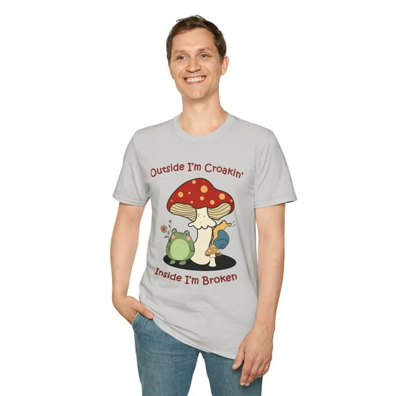 I’m Broken, Gildan Unisex Softstyle Shirt, Mushroom Frog Graphic Tee, S-3XL