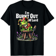 thumbnail image 1 of I’m Burnt Out M’Lord Funny Knight Frog Graphic Black T-Shirt for Men and Women, 1 of 2